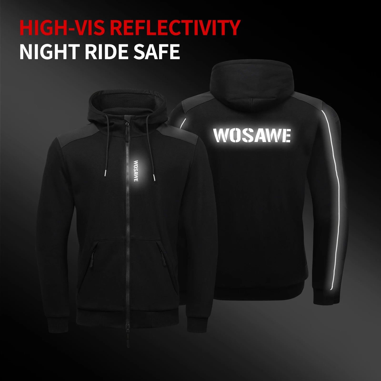Men’s Armoured Motorcycle Riding Hoodie – Protective Softshell Jacket with Shoulder, Elbow &amp; Back Armor