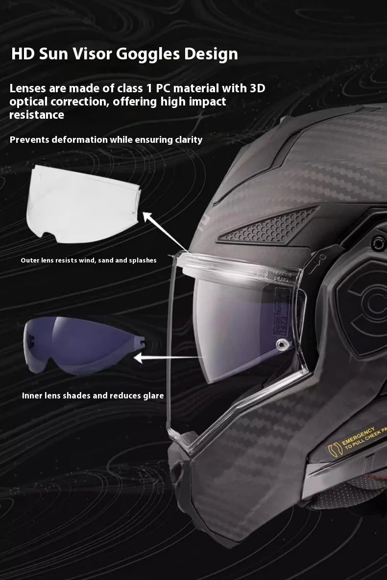Helmet with sun visor goggles design on a dark background