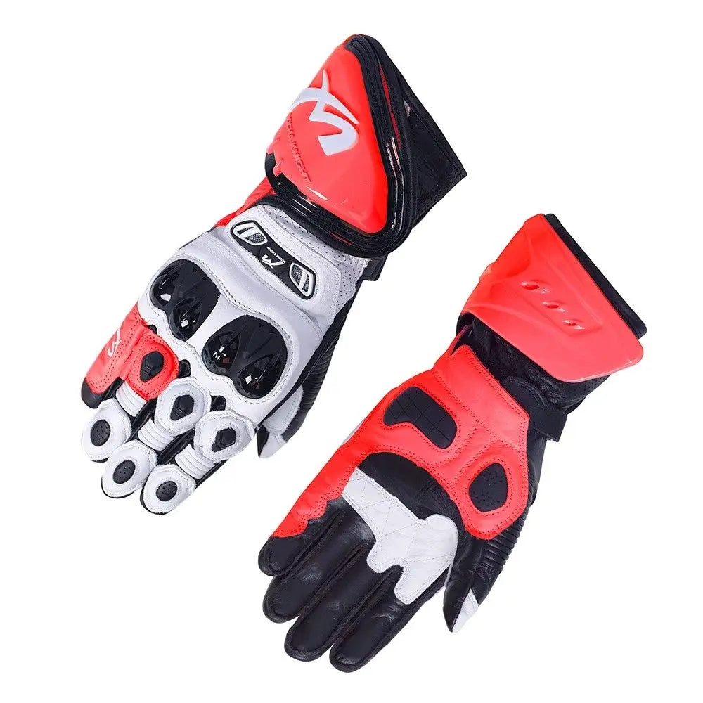 MOCHA KNIGHT Competitive Carbon Fibre Sheepskin Motorcycle Racing Gloves – Sheepskin Leather, Carbon Fibre Knuckle Guard, Race-Focused