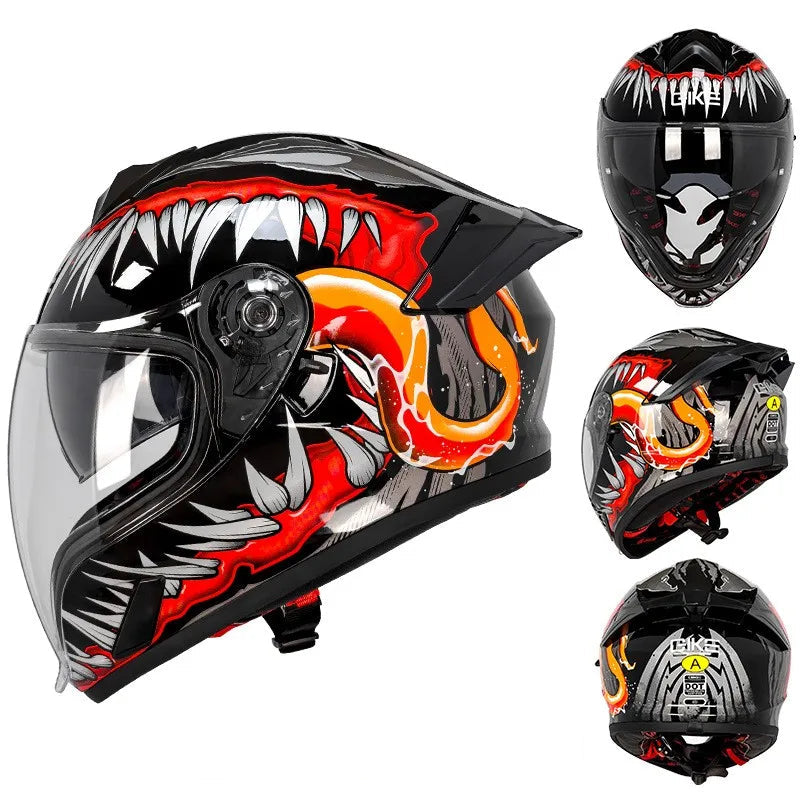 QIKE FP02 Dual Visor Full Face Motorcycle Helmet – ECE Approved Protection