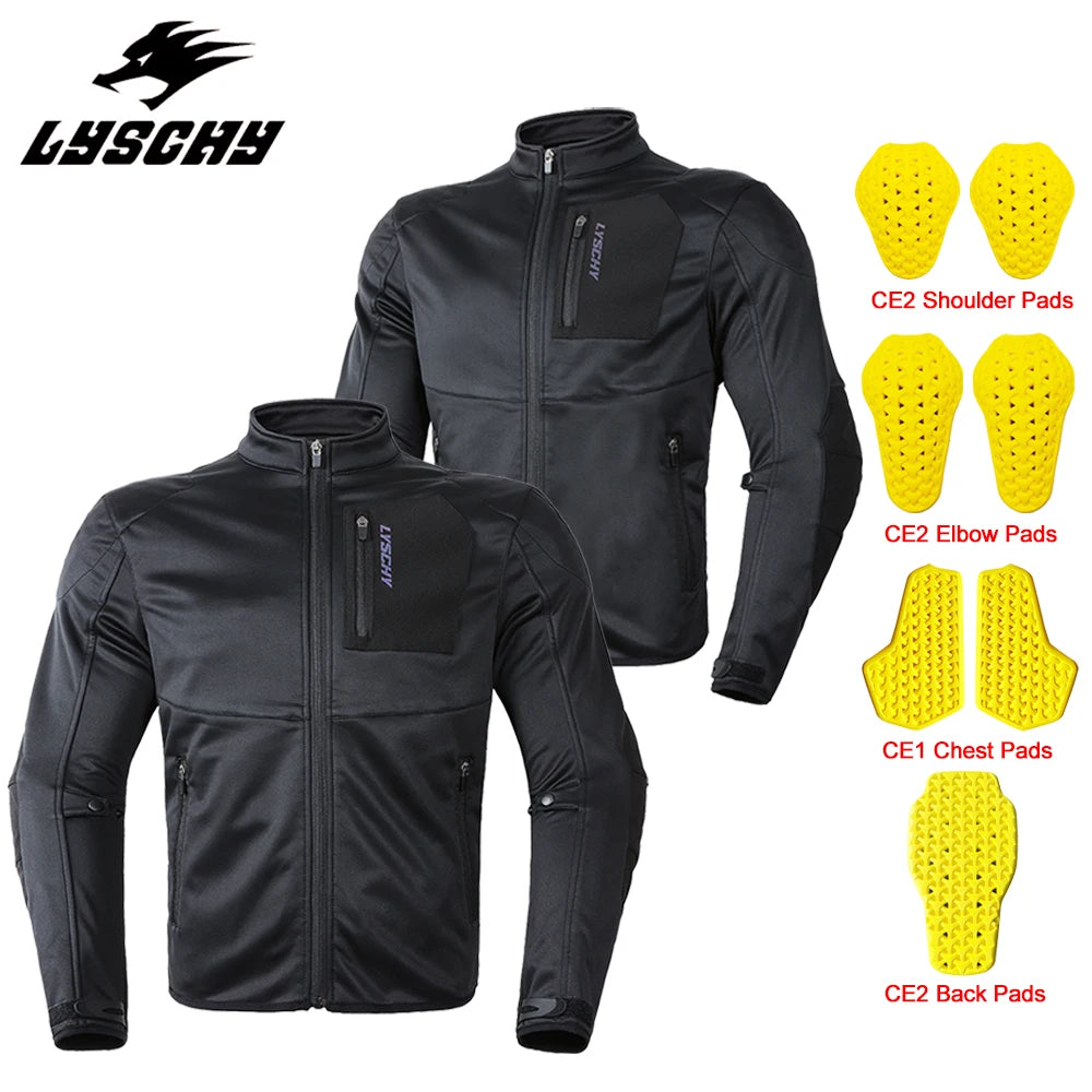 LYSCHY Full Body Armor Motorcycle Jacket – 7-Piece CE Armor (L2 Shoulder/Elbow), 8000mm Waterproof, Stretch Slim Fit