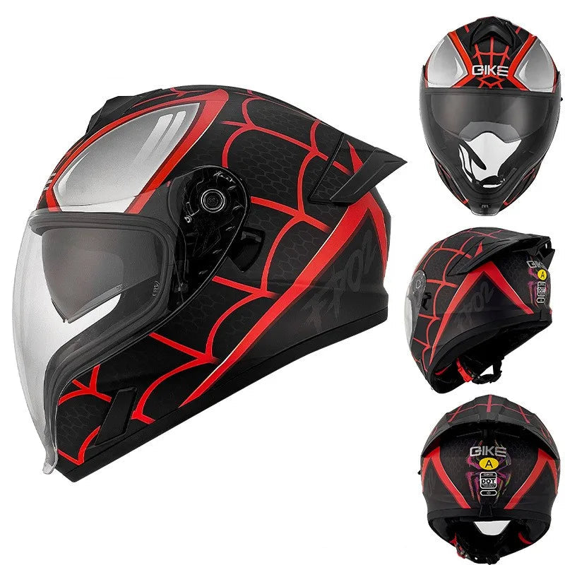 QIKE FP02 Dual Visor Full Face Motorcycle Helmet – ECE Approved Protection
