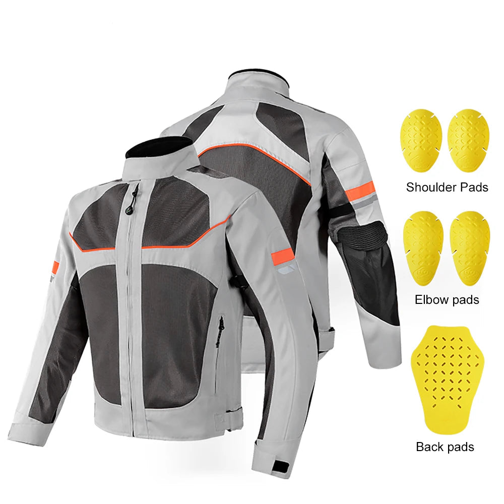 VEMAR Summer Breathable Motorcycle Mesh Jacket – Reflective Motocross Riding Jacket with 5Pcs Protectors