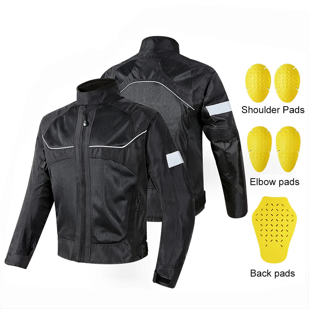 VEMAR Summer Breathable Motorcycle Mesh Jacket – Reflective Motocross Riding Jacket with 5Pcs Protectors