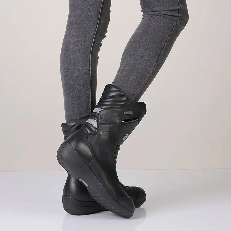 ARCX L60608 Women's Genuine Leather Waterproof Motorcycle Boots