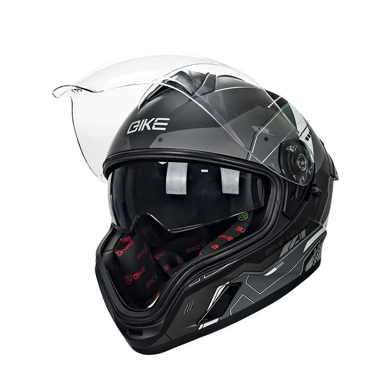 QIKE FP02 Dual Visor Full Face Motorcycle Helmet – ECE Approved Protection