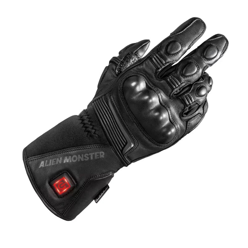 Alien Monster Electric Heated Motorcycle Gloves – Leather + PU Coating, Touchscreen, Waterproof, Winter Warming