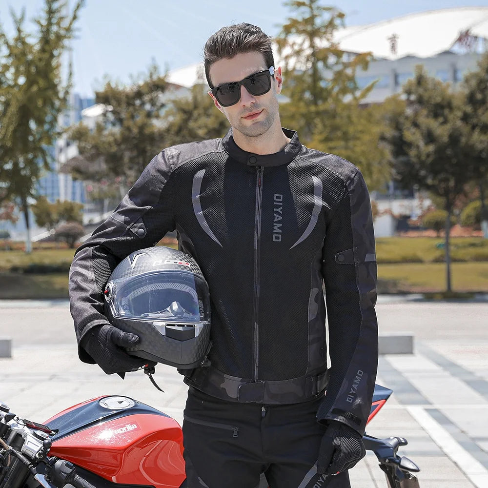 DIYAMO Summer Mesh Motorcycle Jacket – 600D Oxford, Mesh Ventilation, 5-Pad Protection, Reflective