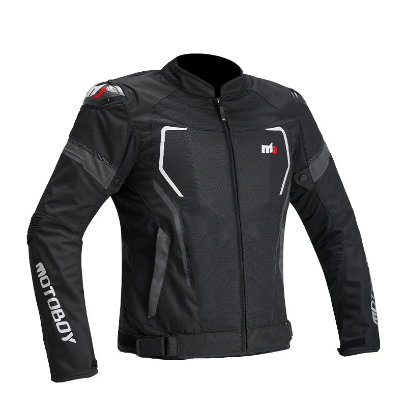 First Fiber Men's Motorcycle Riding Jacket – Abrasion-Resistant Oxford, Mesh Ventilation, External Sliders, TPU Shoulder