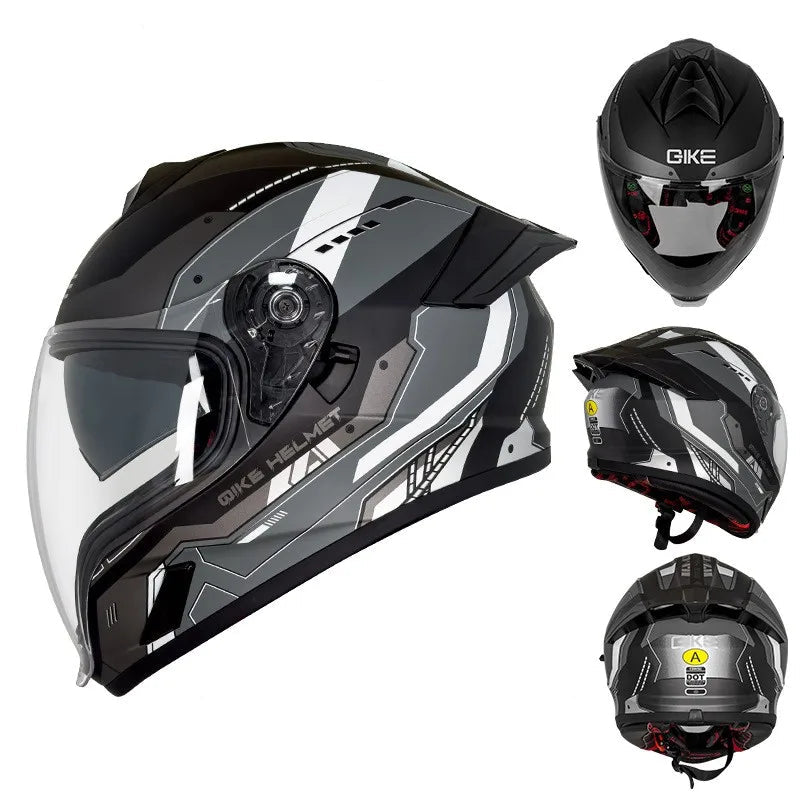 QIKE FP02 Dual Visor Full Face Motorcycle Helmet – ECE Approved Protection