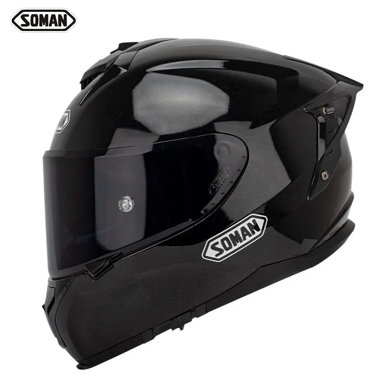 SOMAN ProGuard Full-Face Motorcycle Helmet – DOT + ECE Certified, ABS Shell, Retractable Sun Visor, 3-Point Ventilation