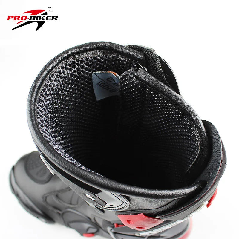 PRO-BIKER B1001 Speed Racing &amp; Off-Road Motorcycle Boots – Microfiber Upper, Anti-Slip &amp; Shock-Absorbing, Impact-Resistant, Sizes 40–45