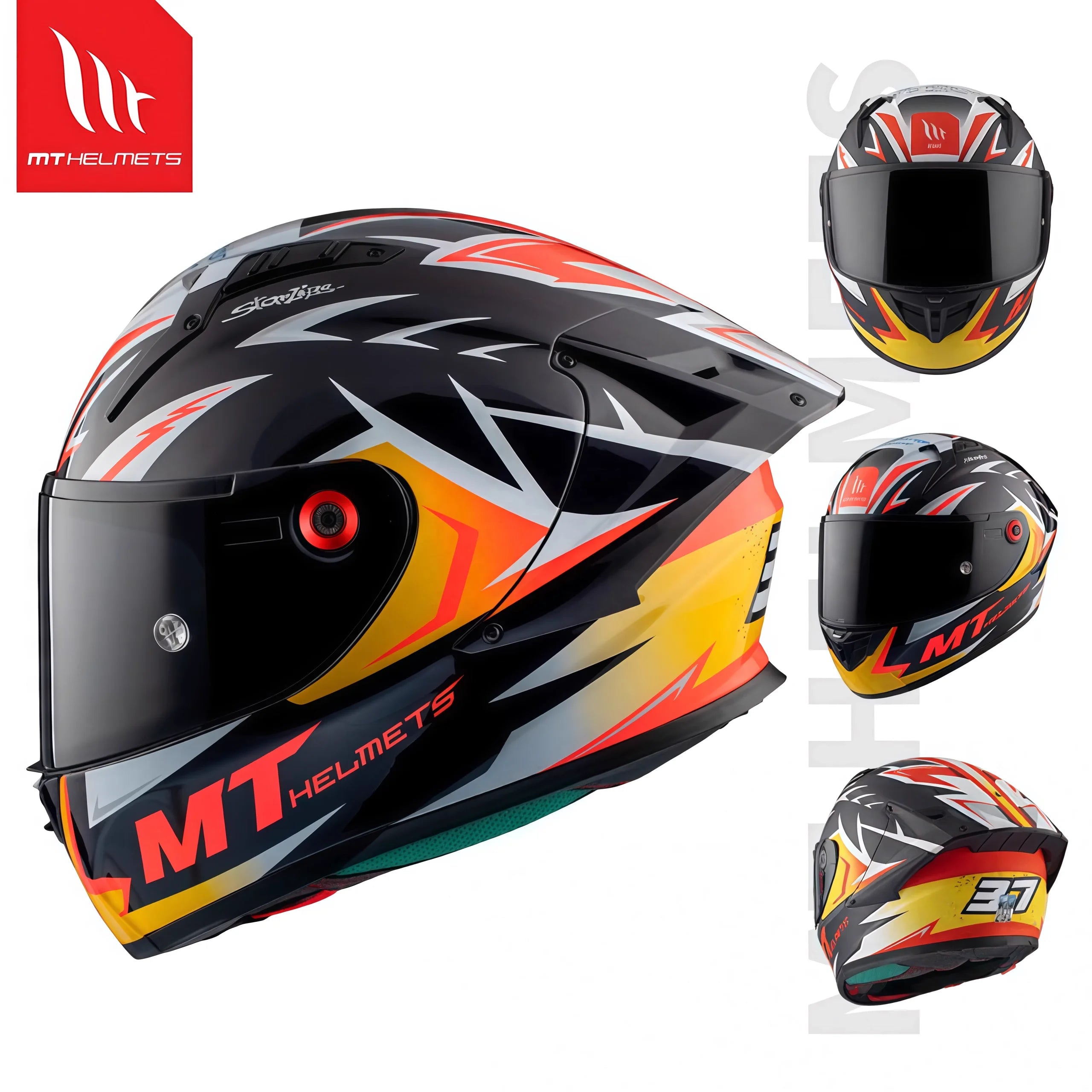 MTHELMETS&nbsp;MT KRE Racing Full Face Motorcycle Helmet – ABS Shell, DOT + ECE + 3C Certified, Quick Release, All-Season