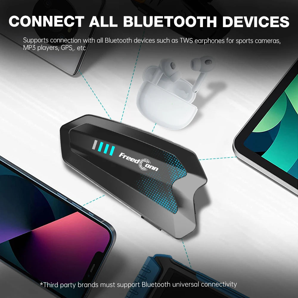FreedConn HERO Motorcycle Helmet Bluetooth Intercom – 1000m Range, Waterproof, Noise Cancellation