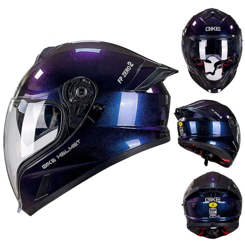 QIKE FP02 Dual Visor Full Face Motorcycle Helmet – ECE Approved Protection