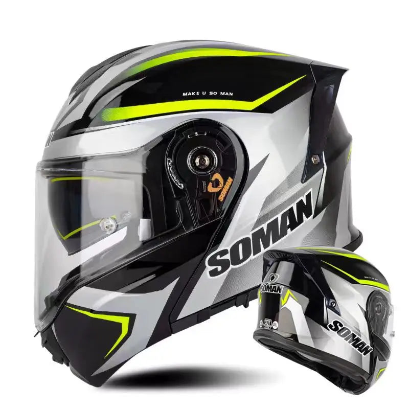 SOMAN SM965 Flip-Up Motorcycle Helmet – Double Visor Riding Protection