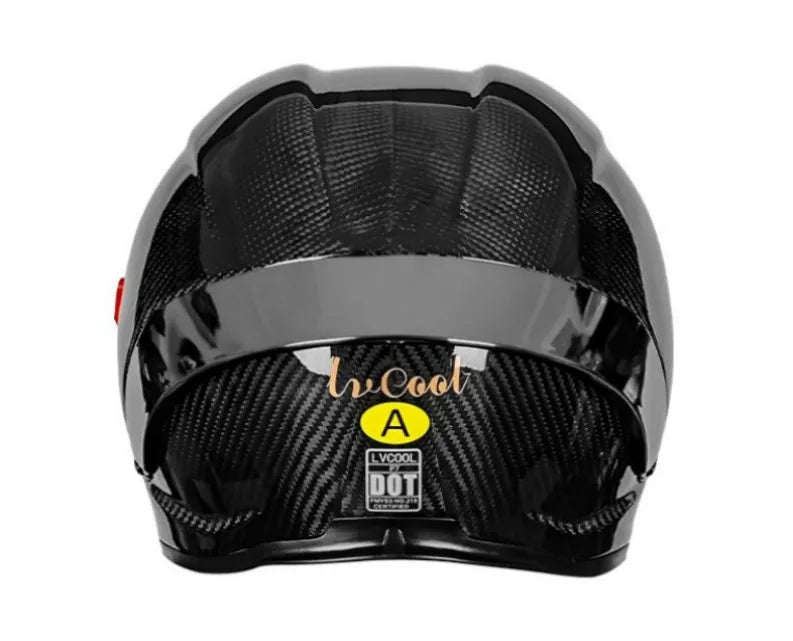 LVCOOL Real Carbon Fibre Full Face Motorcycle Helmet – DOT Approved, Dual Visor, Lightweight ~1400g