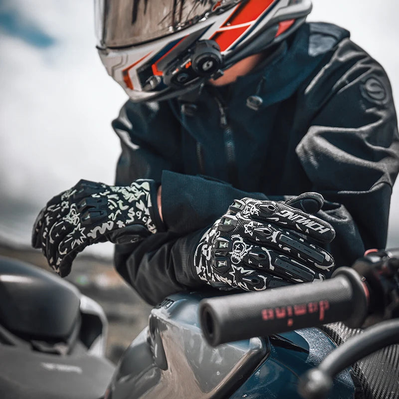 Alien Monster HOWL Noctilucent Summer Motorcycle Riding Gloves – CE-Certified TPU Protection, Luminous, Breathable, Touchscreen