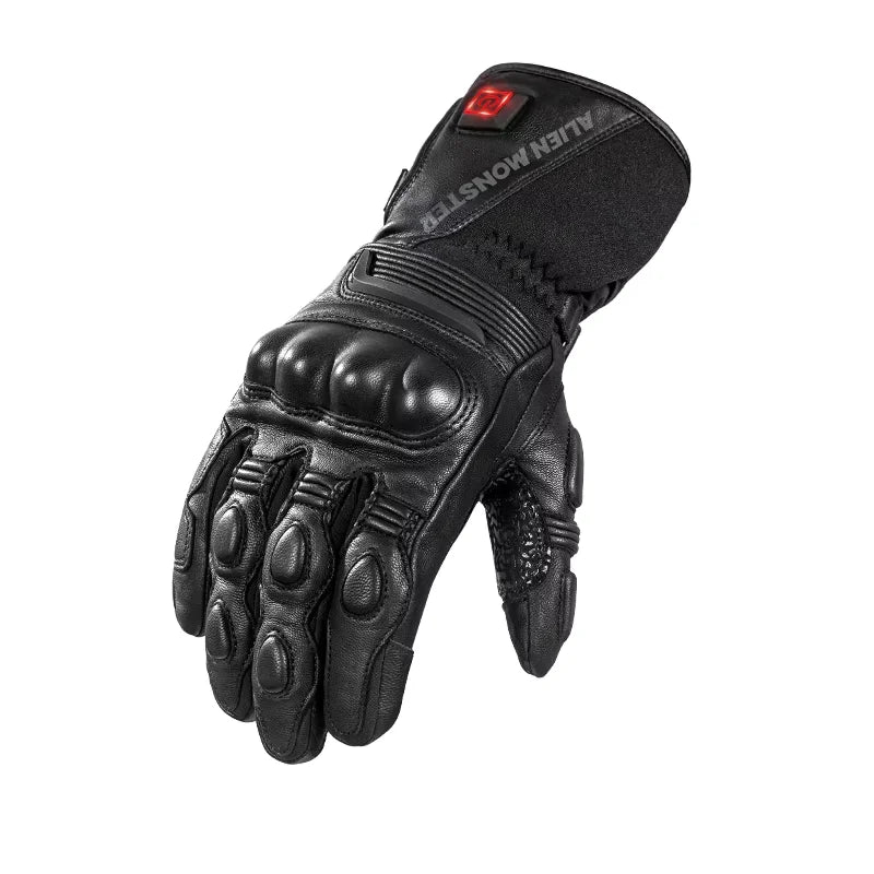 Alien Monster Electric Heated Motorcycle Gloves – Leather + PU Coating, Touchscreen, Waterproof, Winter Warming