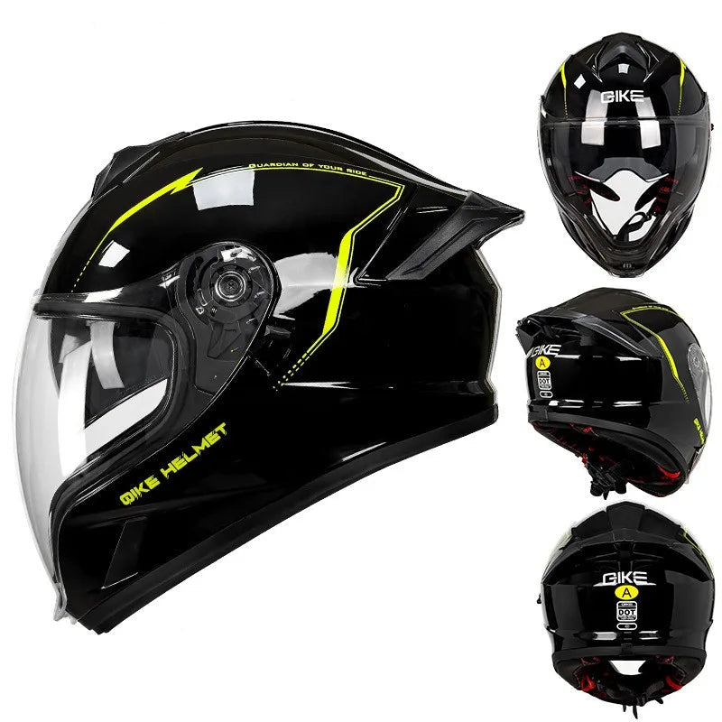 QIKE FP02 Dual Visor Full Face Motorcycle Helmet – ECE Approved Protection