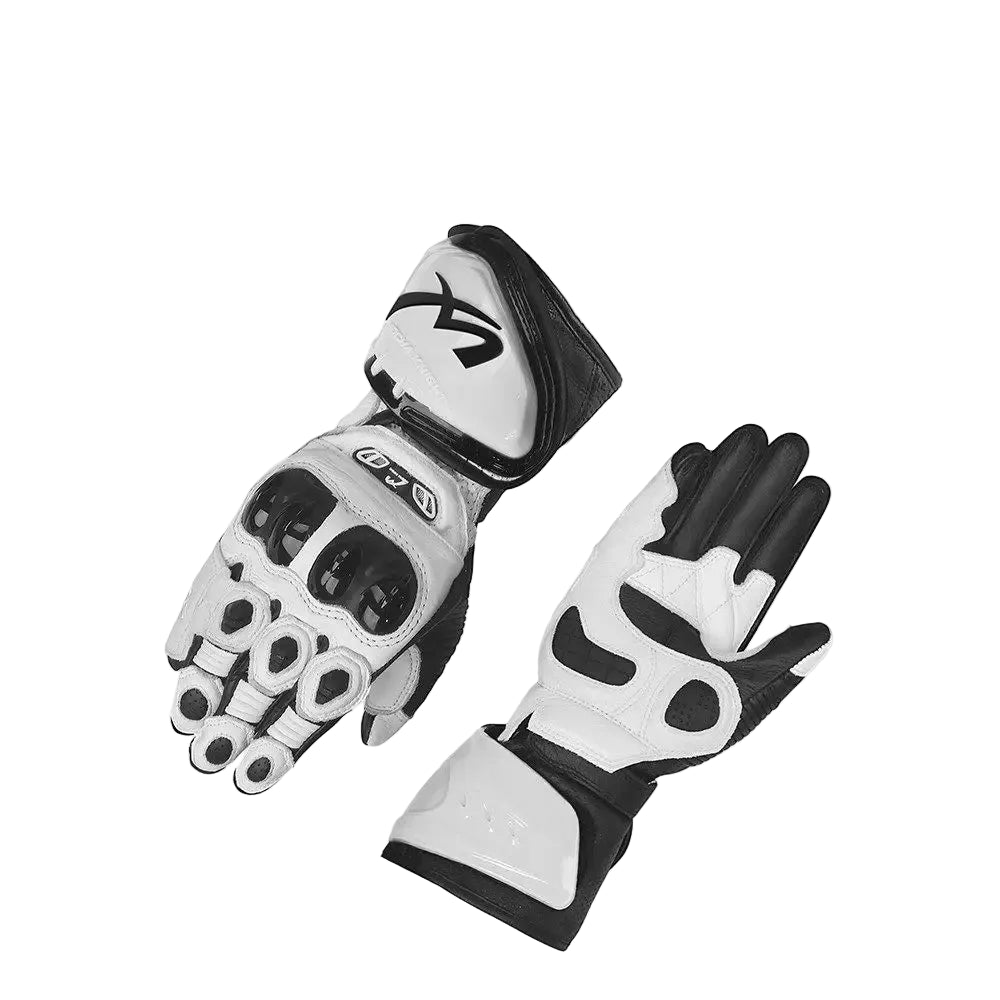 MOCHA KNIGHT Competitive Carbon Fibre Sheepskin Motorcycle Racing Gloves – Sheepskin Leather, Carbon Fibre Knuckle Guard, Race-Focused