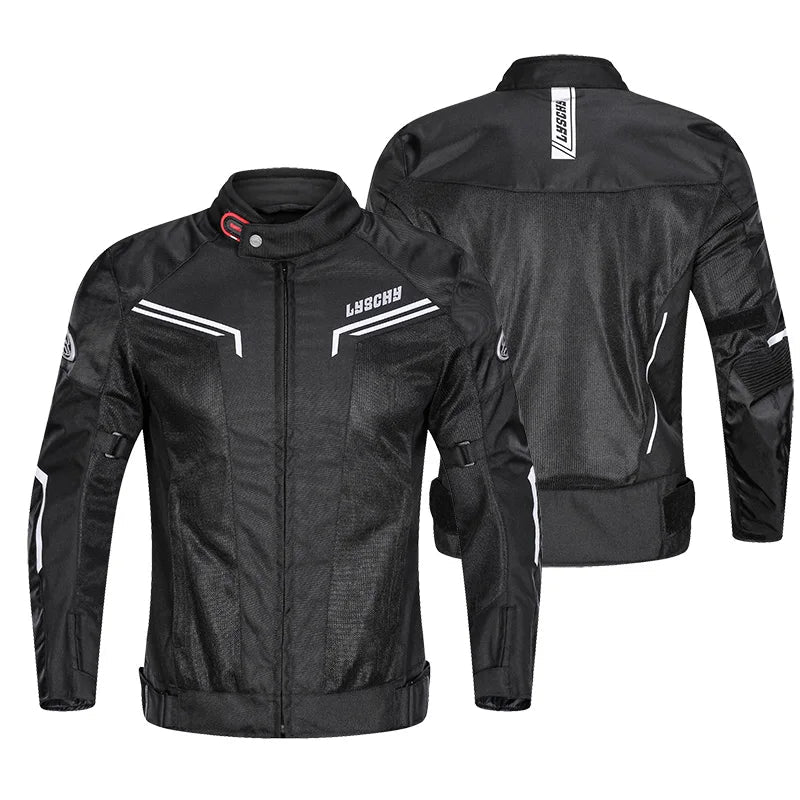 LYSCHY Breathable Armor Racing Jacket – 5-Piece CE Armor, Oxford + Mesh Shell, YKK Zippers, Adjustable