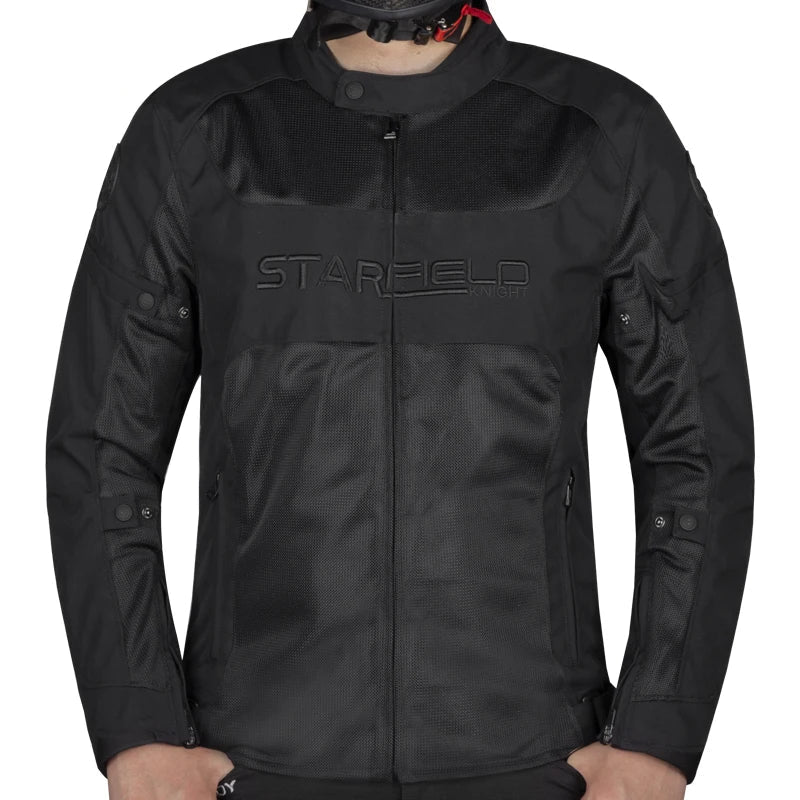 Black jacket with 'Starfield' branding on a white background