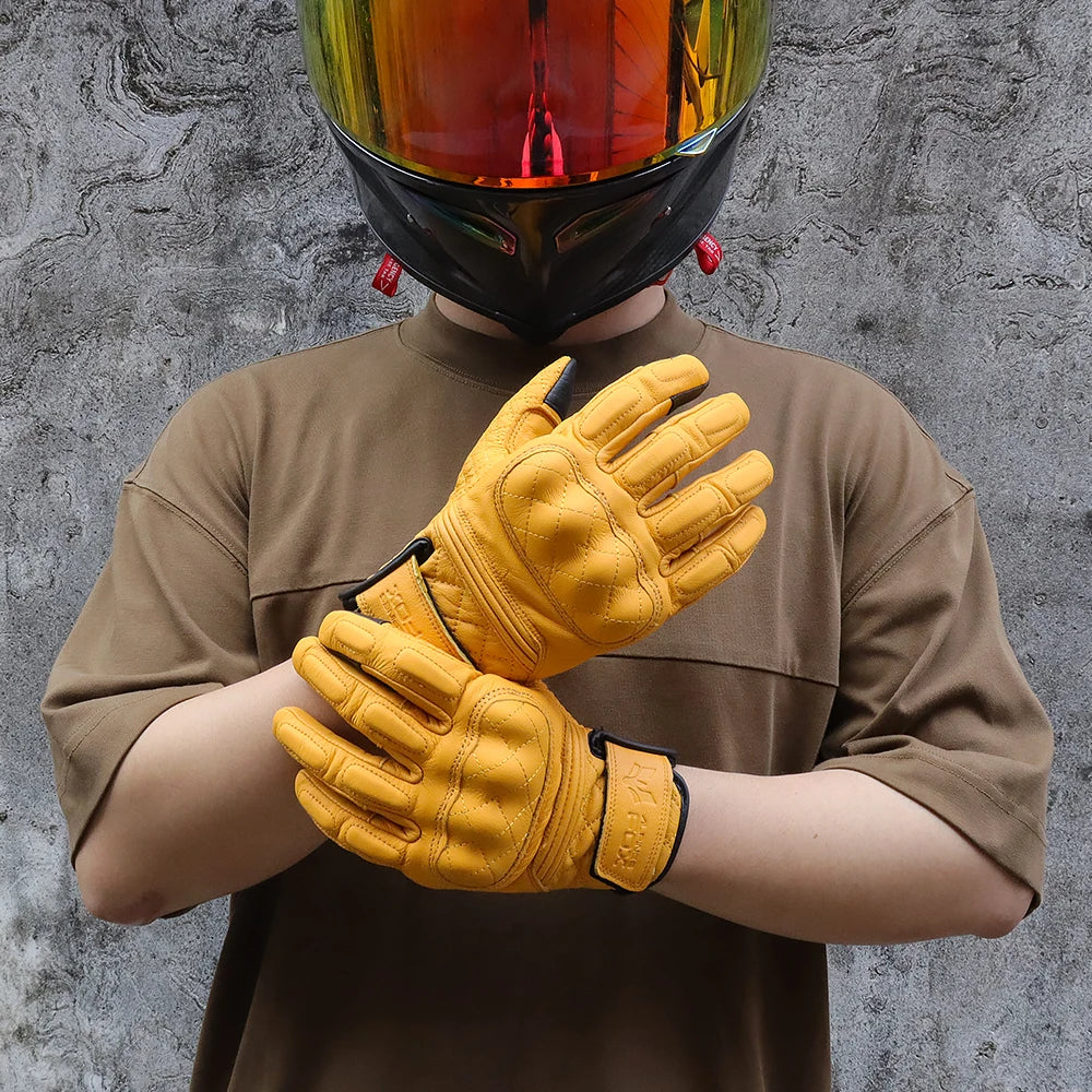 ALPINES FOX Retro Motorcycle Leather Gloves