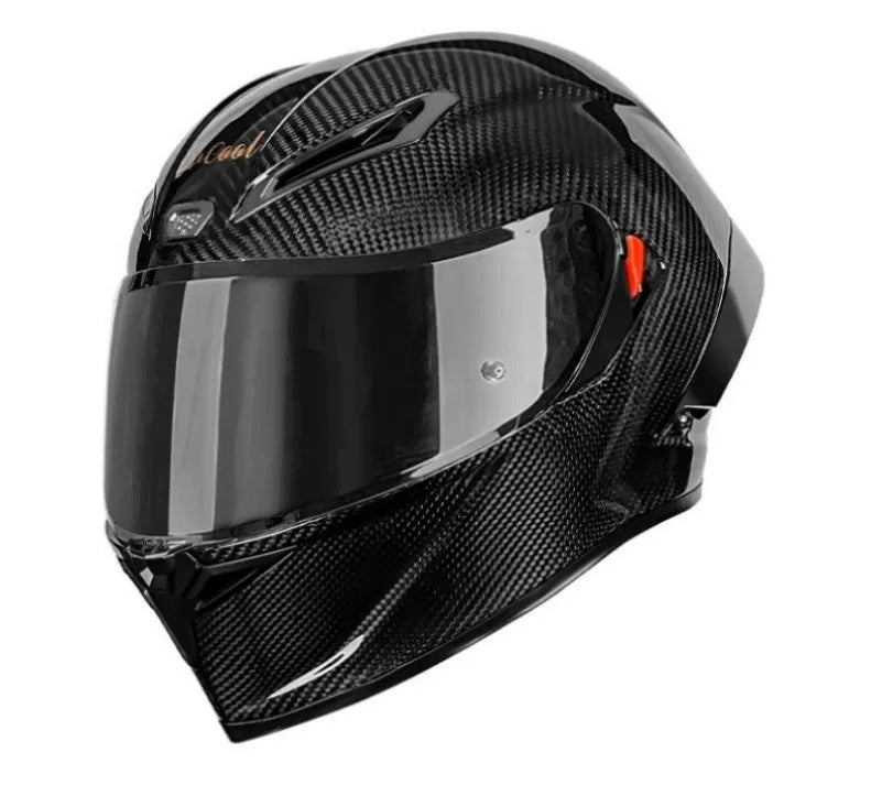 LVCOOL Real Carbon Fibre Full Face Motorcycle Helmet – DOT Approved, D