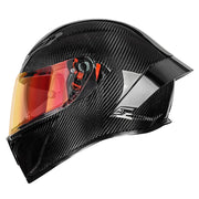 Bright Black Carbon Fiber shiny red visor