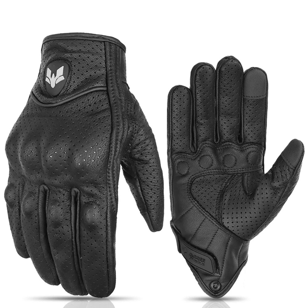 ALPINES FOX Vintage Leather Motorcycle Gloves – Touchscreen, Anti-Slip &amp; Breathable