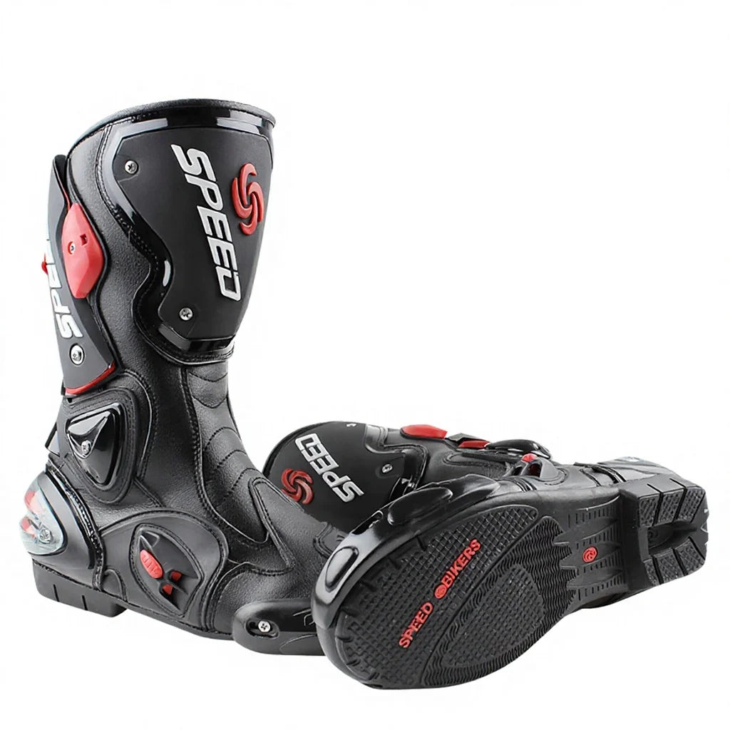 PRO-BIKER B1001 Speed Racing &amp; Off-Road Motorcycle Boots – Microfiber Upper, Anti-Slip &amp; Shock-Absorbing, Impact-Resistant, Sizes 40–45