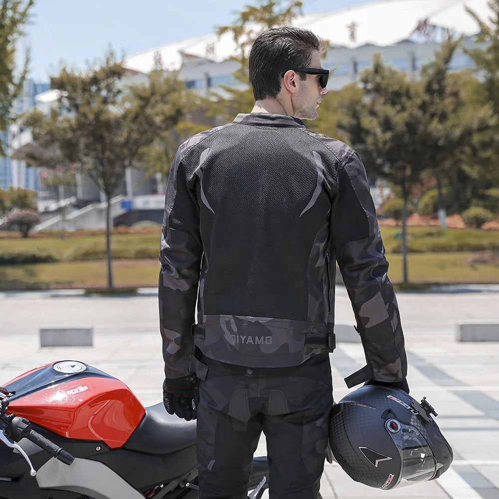 DIYAMO Summer Mesh Motorcycle Jacket – 600D Oxford, Mesh Ventilation, 5-Pad Protection, Reflective