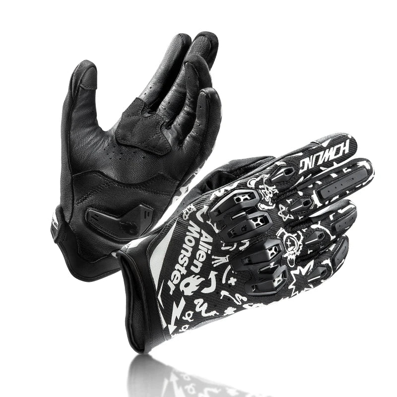 Alien Monster HOWL Noctilucent Summer Motorcycle Riding Gloves – CE-Certified TPU Protection, Luminous, Breathable, Touchscreen