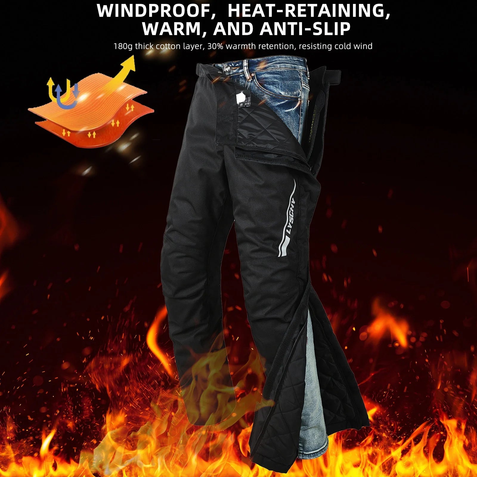 CE Level 2 Winter Motorcycle Quick Release Pants – Waterproof, Windproof, Thermal Protective Riding Trousers