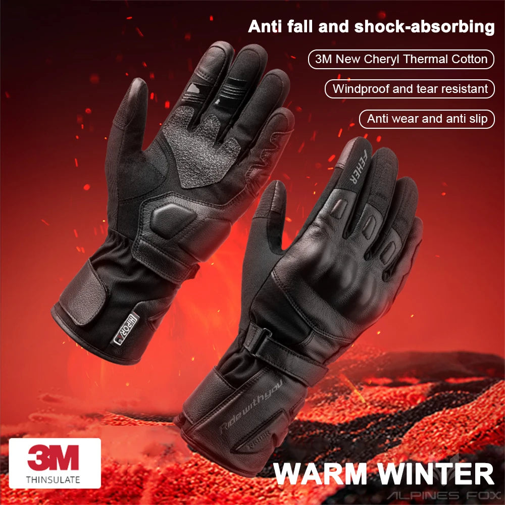 CE Protective Motorcycle Gloves – Waterproof, Windproof, Thermal Touchscreen Riding Gloves