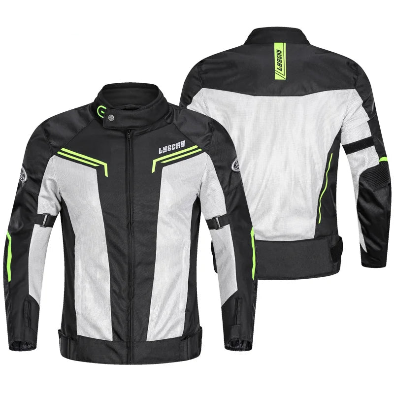 LYSCHY Breathable Armor Racing Jacket – 5-Piece CE Armor, Oxford + Mesh Shell, YKK Zippers, Adjustable