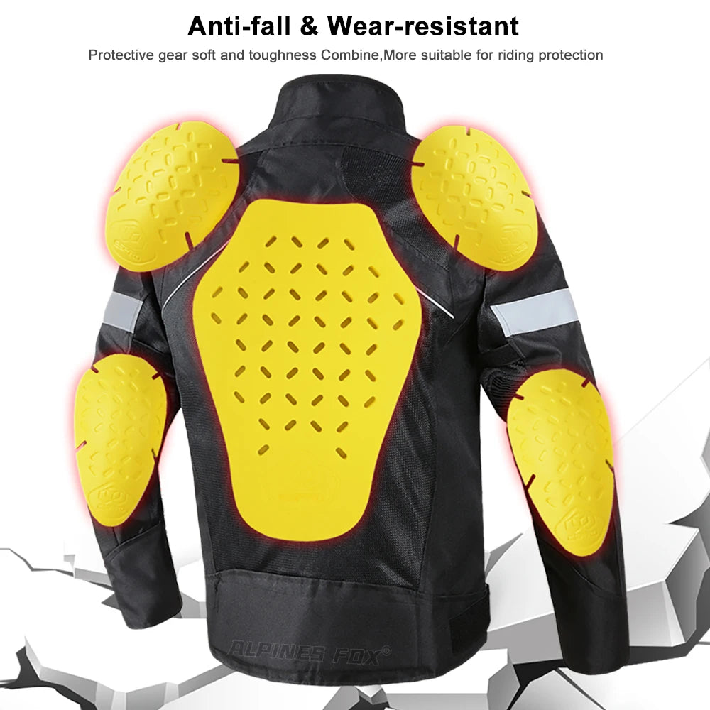 VEMAR Summer Breathable Motorcycle Mesh Jacket – Reflective Motocross Riding Jacket with 5Pcs Protectors
