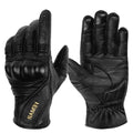 VEMAR Retro Touchscreen Leather Motorcycle Gloves – Goat Leather, Hard Shell Knuckle, Perforated Vents, Touchscreen