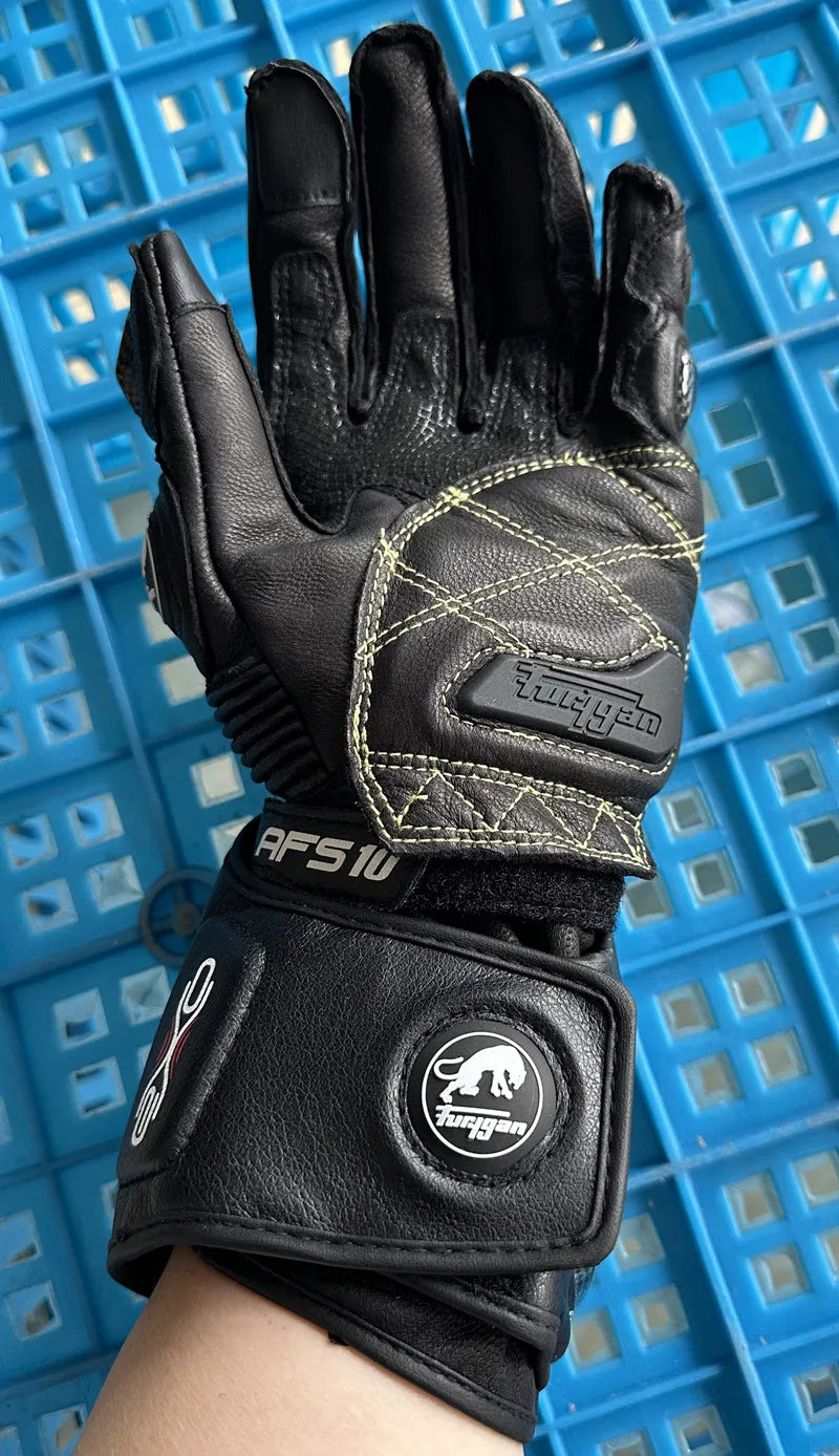 Genuine Leather Full Finger Motorcycle Riding Gloves