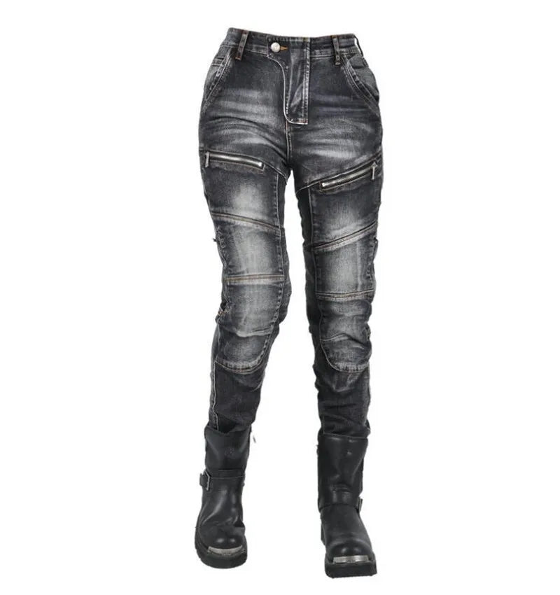 Women’s Motorcycle Jeans – High-Elastic Riding Pants with Protective Pads