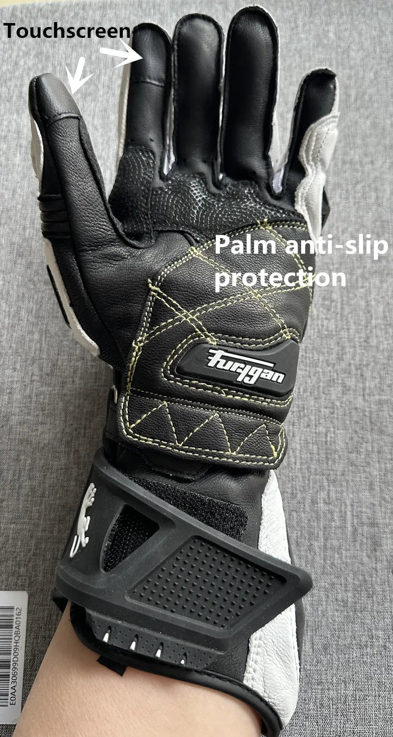 Genuine Leather Full Finger Motorcycle Riding Gloves