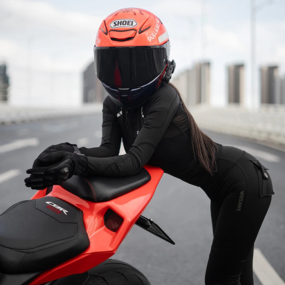 WOSAWE Women’s CE-Certified Motorcycle Armor Jacket &amp; Pants Set