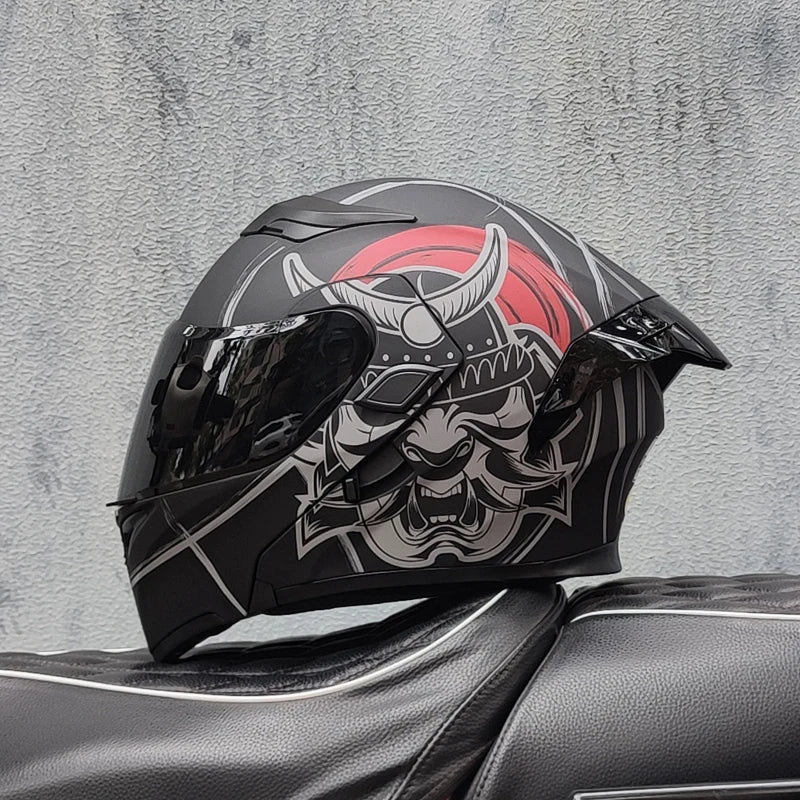 ORZ DOT Modular Flip-Up Motorcycle Helmet – Unisex Double Visor Full Face Racing Helmet