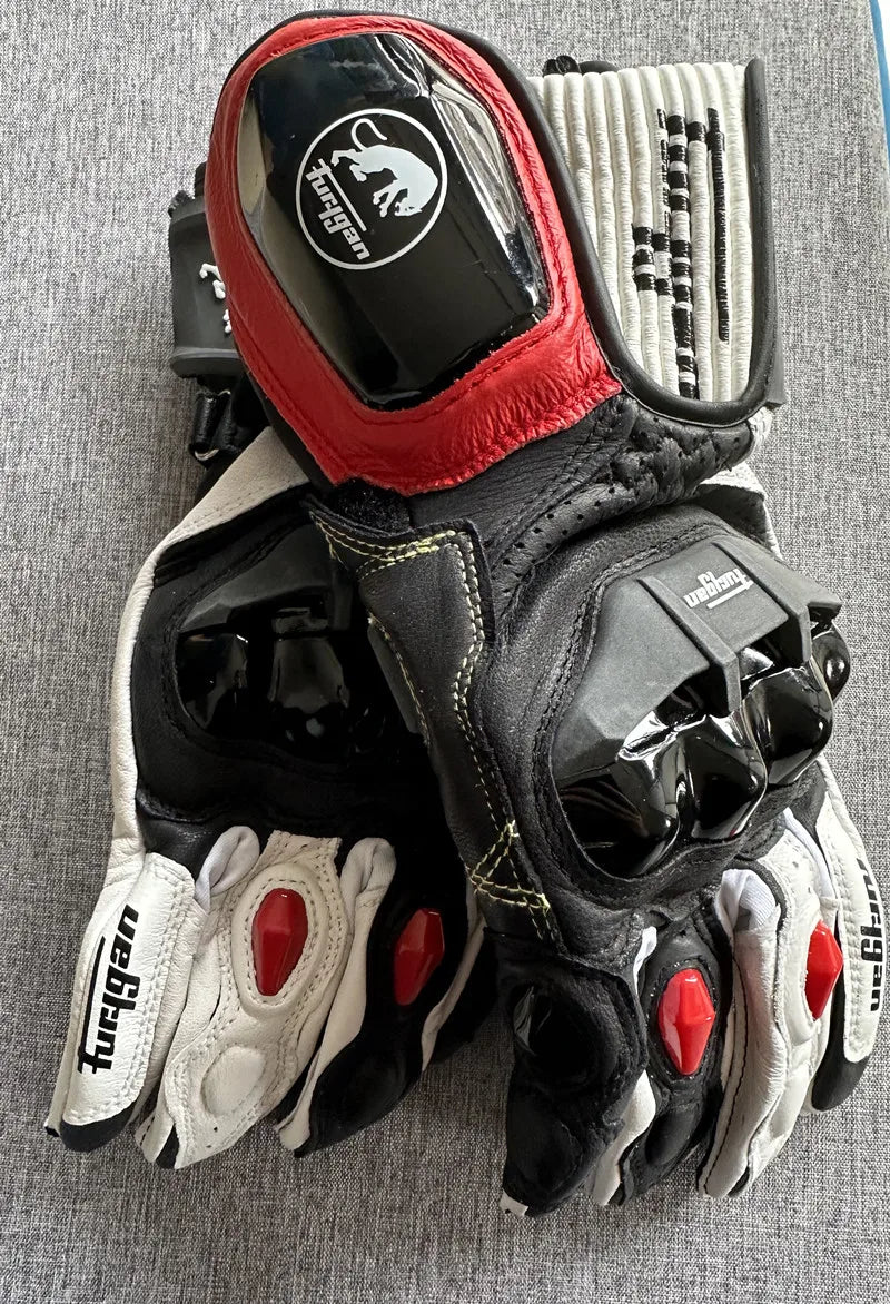 Genuine Leather Full Finger Motorcycle Riding Gloves
