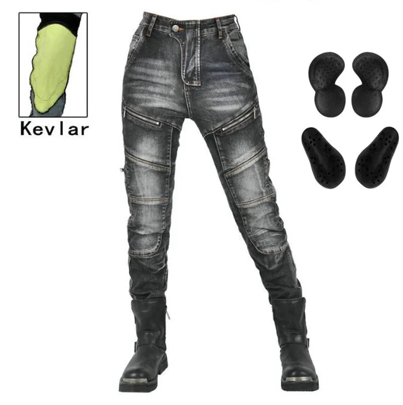 Women’s Motorcycle Jeans – High-Elastic Riding Pants with Protective Pads