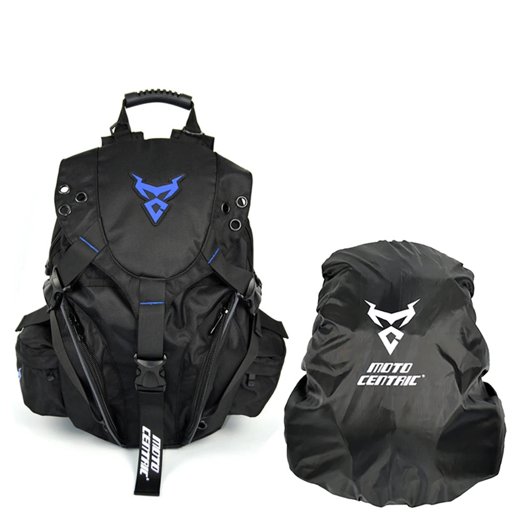 MOTOCENTRIC Motorcycle Helmet Backpack – 38L, Water-Resistant Oxford Nylon, Helmet Storage, Reflective