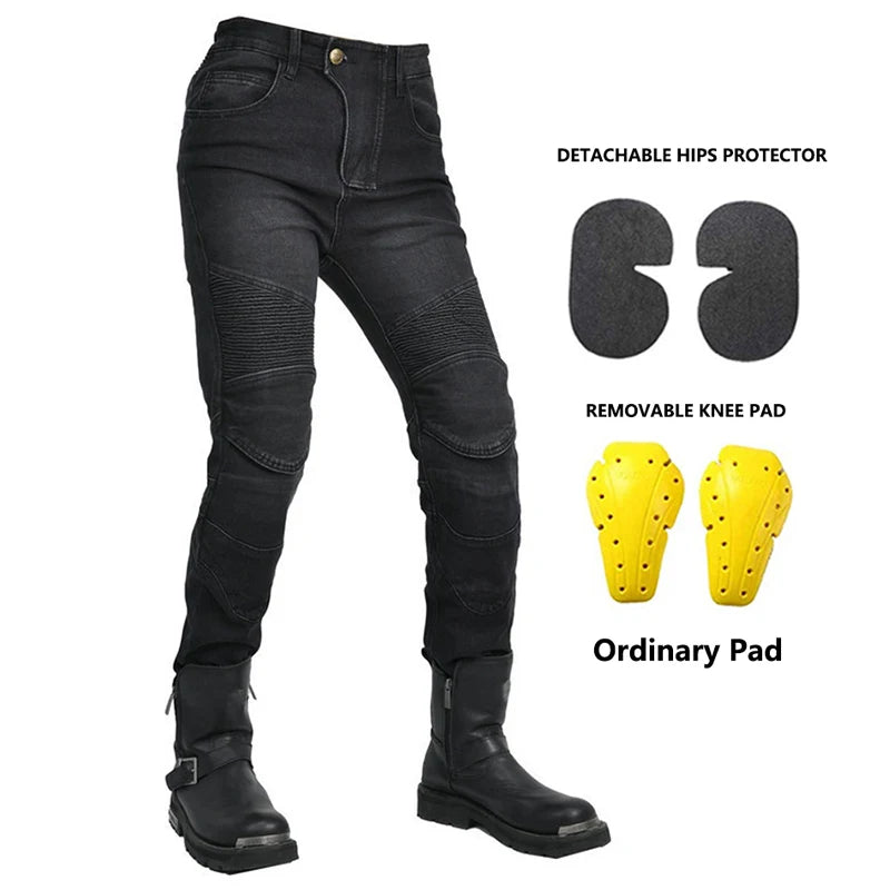 GYMARK Women’s Motorcycle Pants – Protective Moto Jeans with Knee &amp; Hip Pads