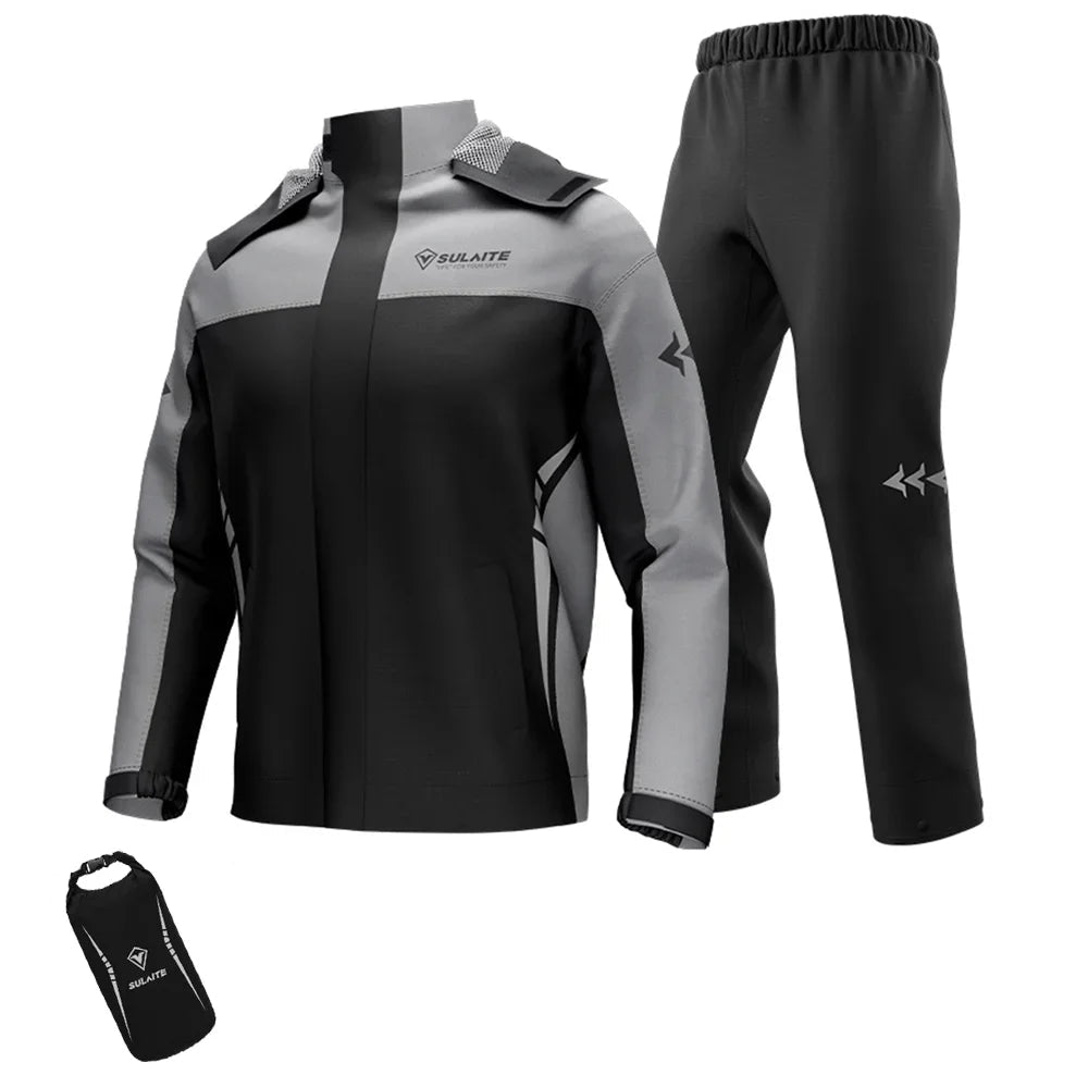 HEROBIKER Waterproof Motorcycle Rain Suit – Jacket &amp; Pants, TPU Waterproof Film, Breathable Mesh, Foldable