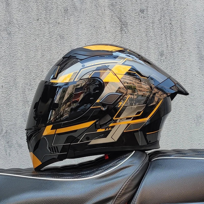 ORZ DOT Modular Flip-Up Motorcycle Helmet – Unisex Double Visor Full Face Racing Helmet